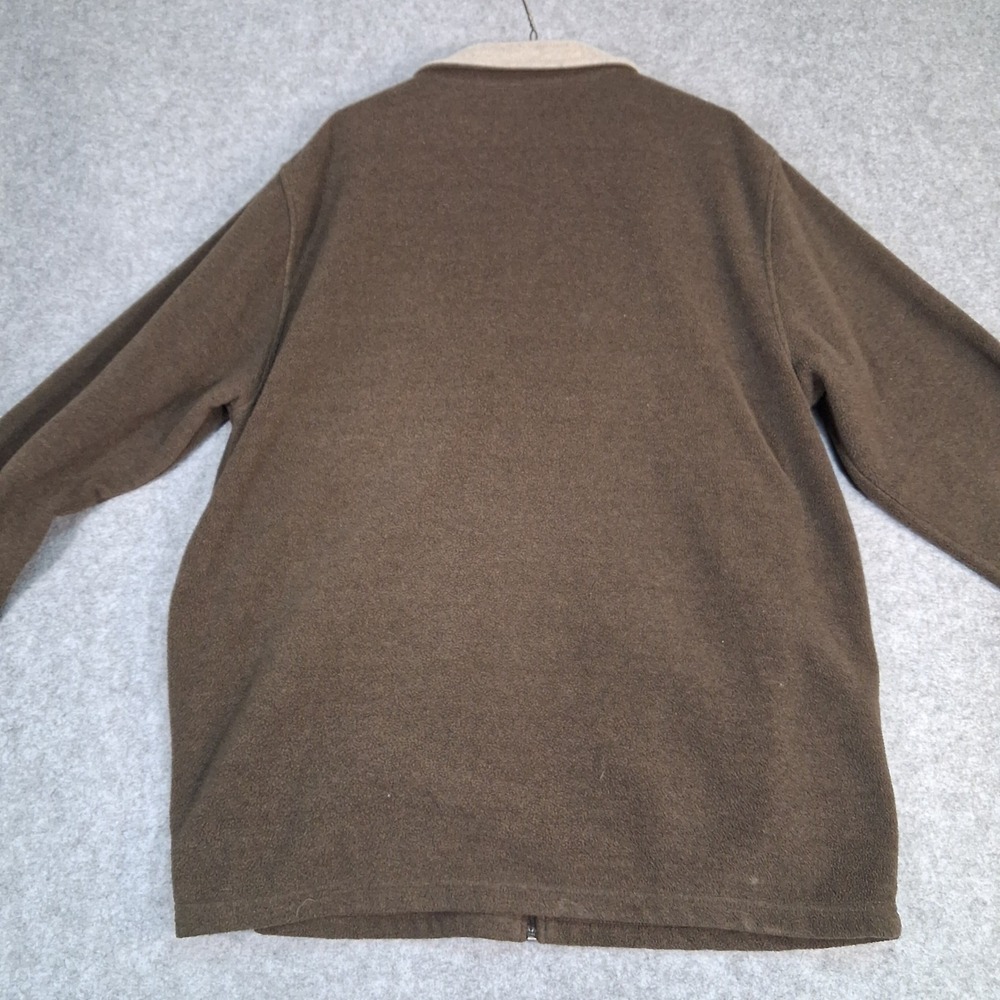 St. Johns Bay Fleece Jacket Mens LT Brown Full Zip Contrast Collar Tall - Picture 2 of 6